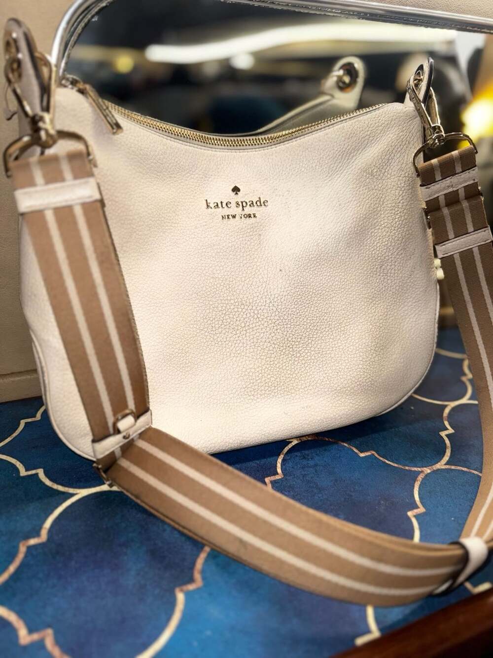Kate Spade New York Rosie Pebbled Leather Shoulder Bag in Parchment